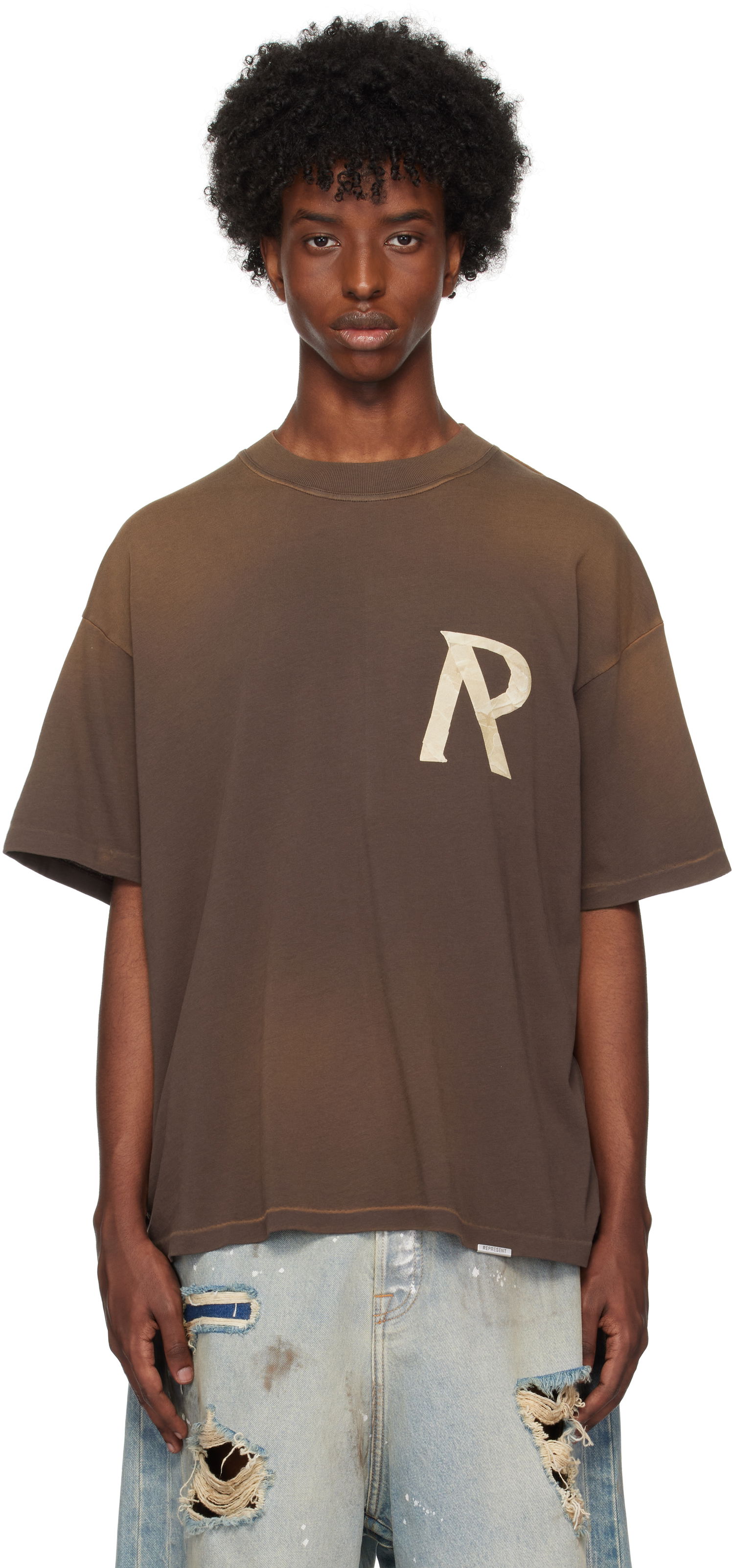 T-shirt Represent Clo Masking Tape Initial T-Shirt Brun | MLM4208, 0