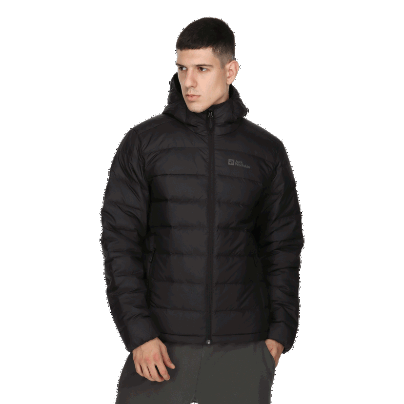 Pufferjacka Jack Wolfskin ATHER Down Hooded Puffer Jacket Svart | 1207671-6000