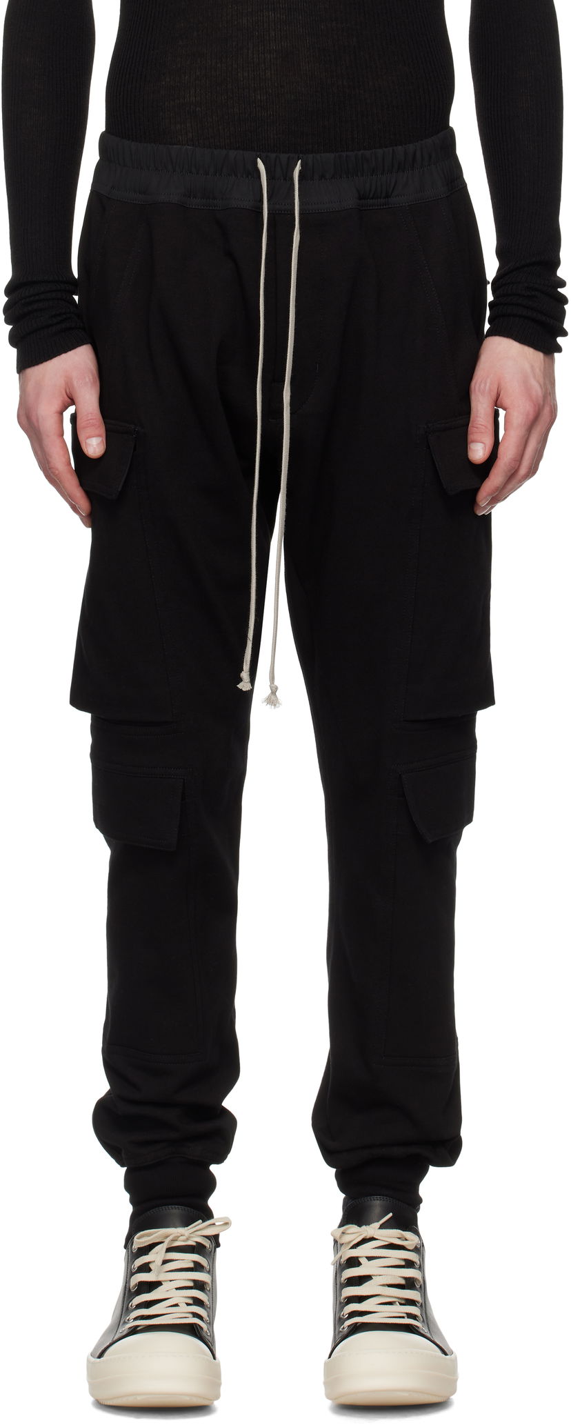 Cargo byxor Rick Owens Rick Owens Hollywood Mastodon Megacargo Pants Svart | RU01E5337 BA