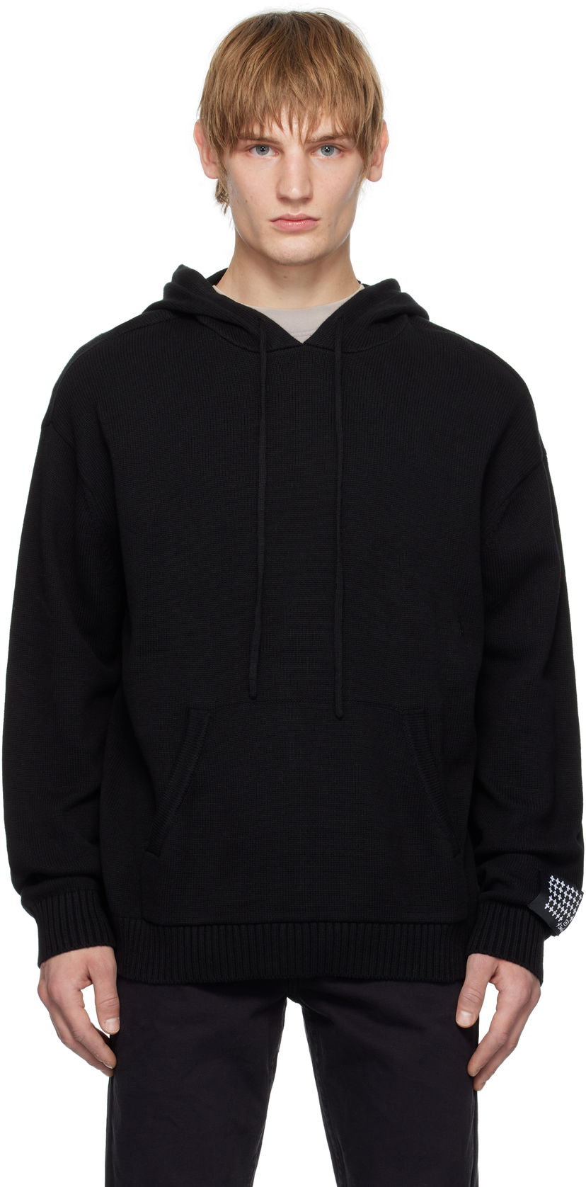 Sweatshirt Ksubi Knit Hoodie with Kangaroo Pocket Svart | MPS25KW005