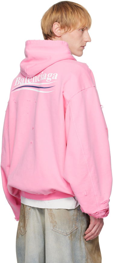 Sweatshirt Balenciaga Balenciaga Political Campaign Destroyed Hoodie Rosa | 818557TRVP9, 2