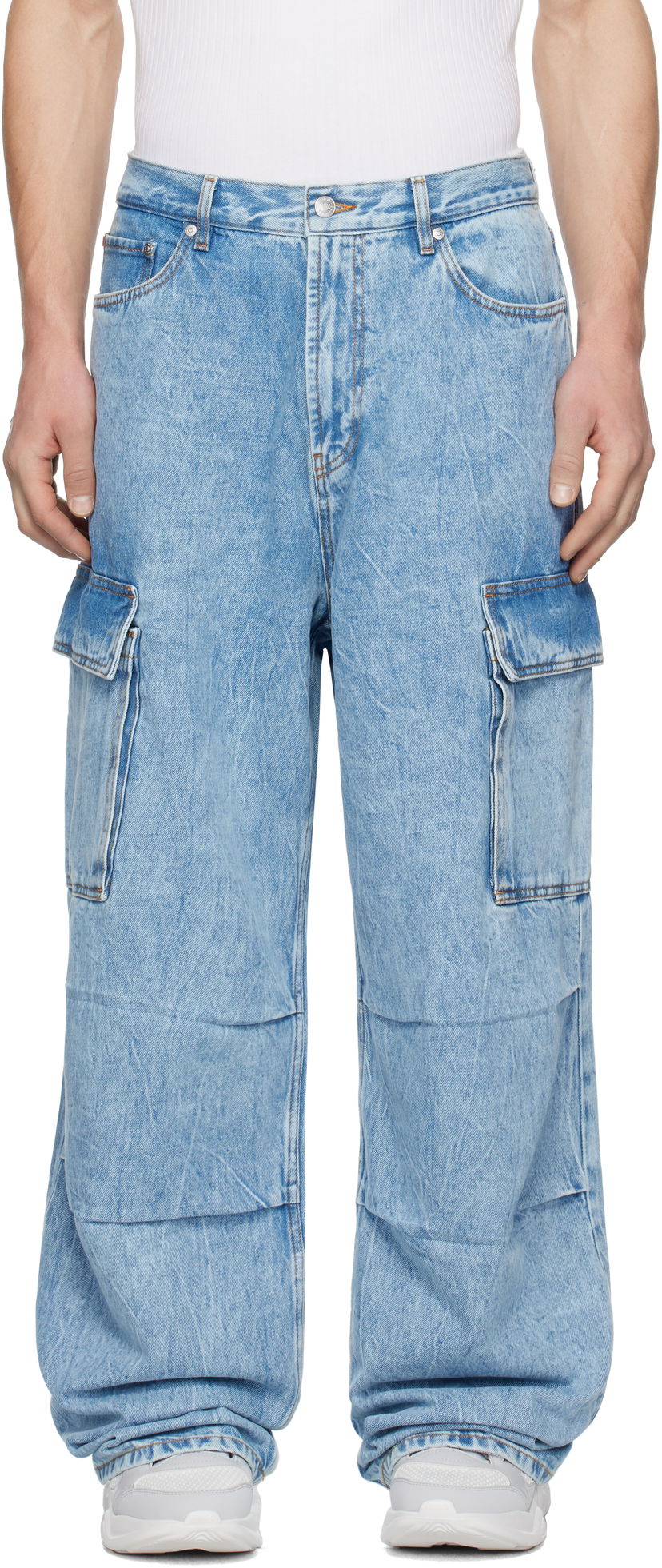 Jeans BOSS Hugo Loose-Fit Cargo Denim Pants Blå | 50539212