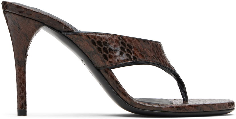 Sneakers och skor Alaïa ALAÏA Thong Elaphe Leather Mule Sandals Brun | AA3S133CK326