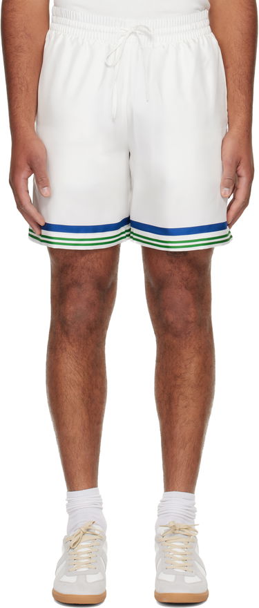 Shorts Casablanca Tennis Club Icon Silk Twill Shorts Vit | M-AW25-TR-012-01, 0