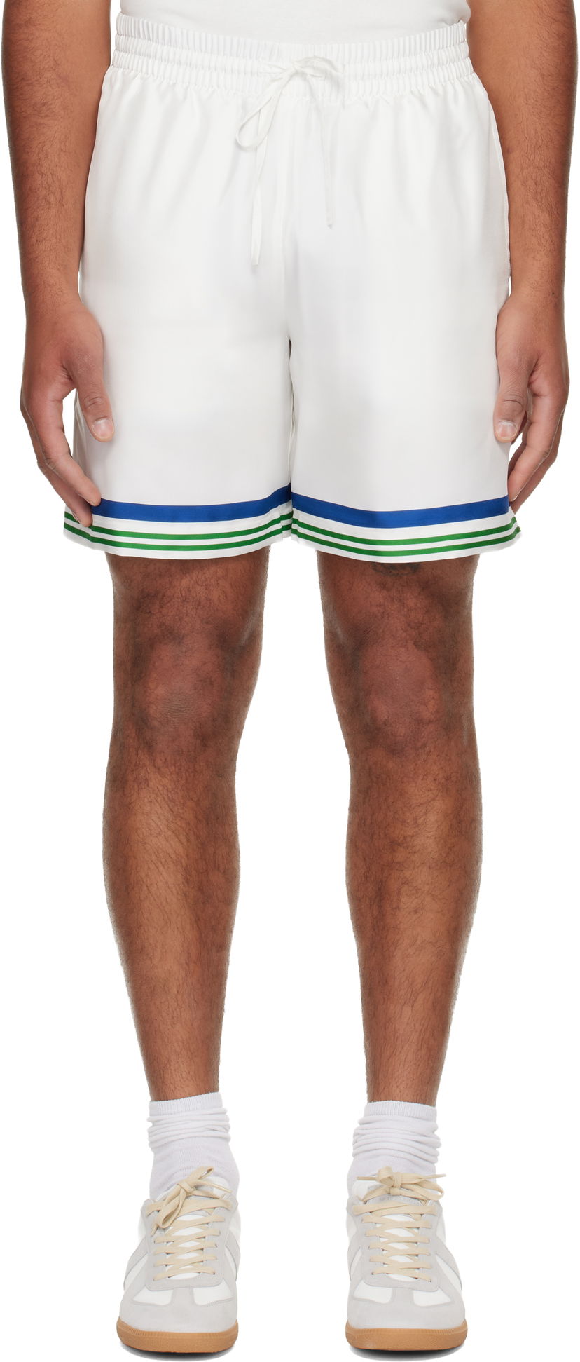 Shorts Casablanca Tennis Club Icon Silk Twill Shorts Vit | M-AW25-TR-012-01