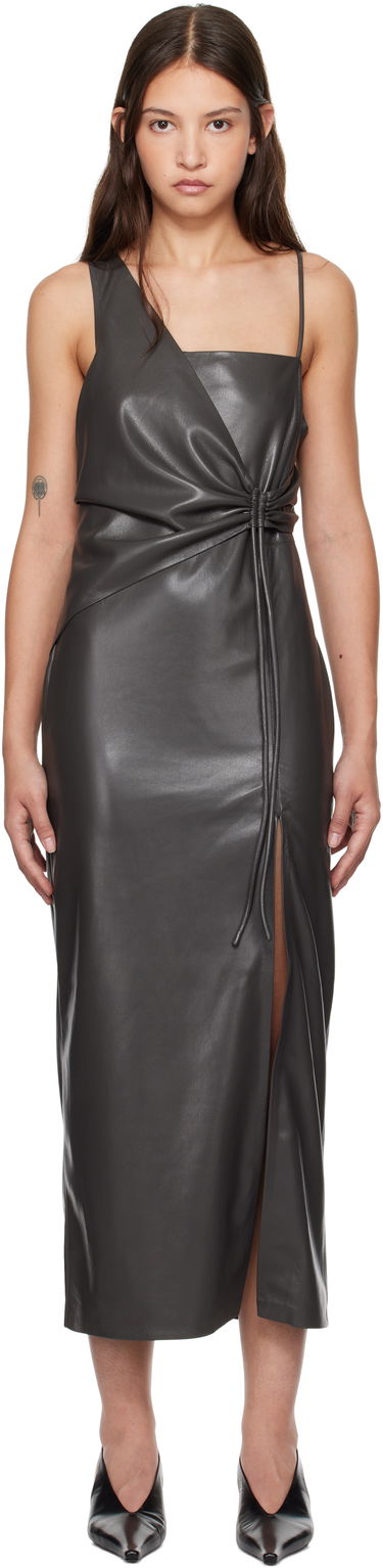 Klä Nanushka Nanushka Fenera Vegan Leather Midi Dress Grå | NW24FWDR32269, 0
