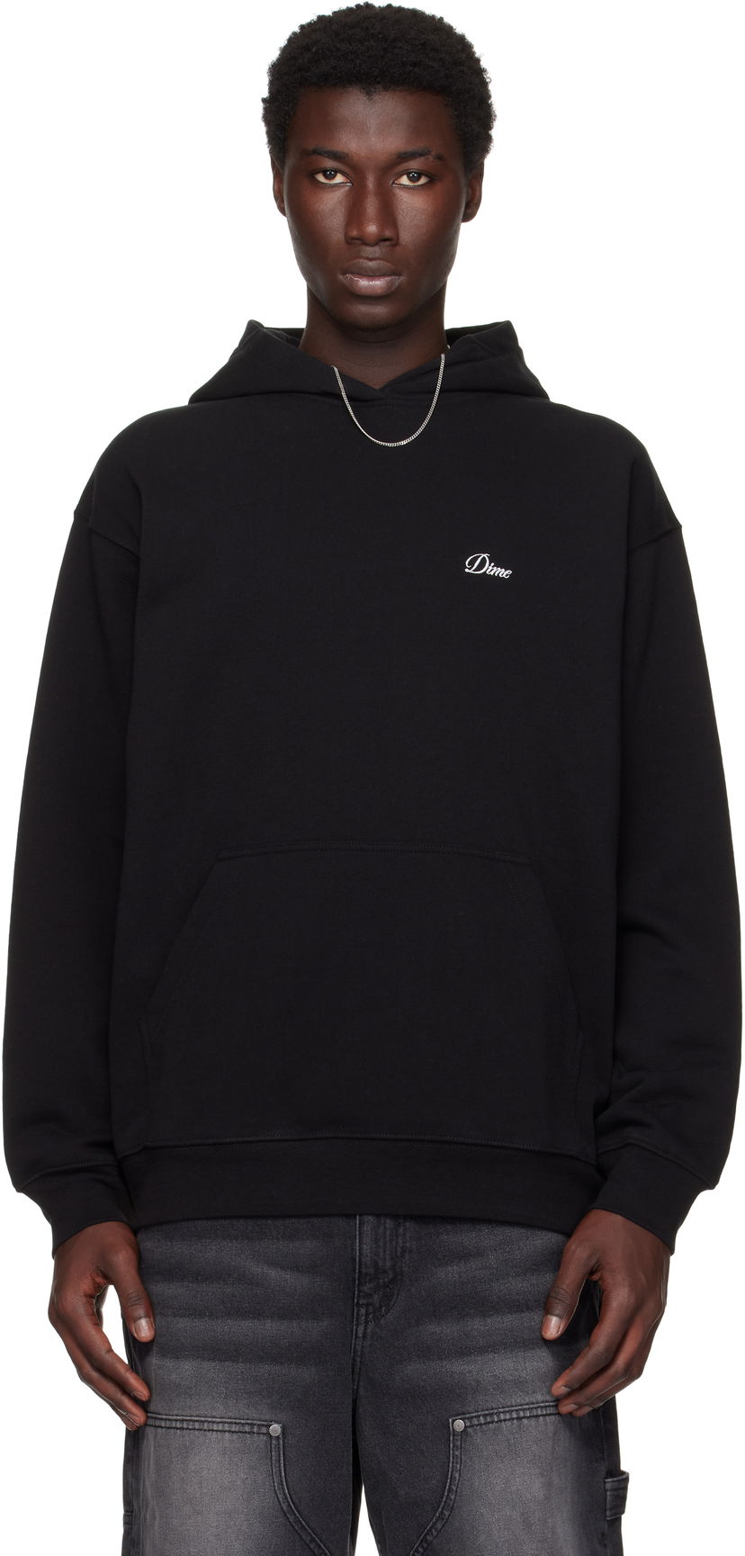 Sweatshirt Dime Cursive Small Logo Hoodie Svart | DIMESU2537BLK
