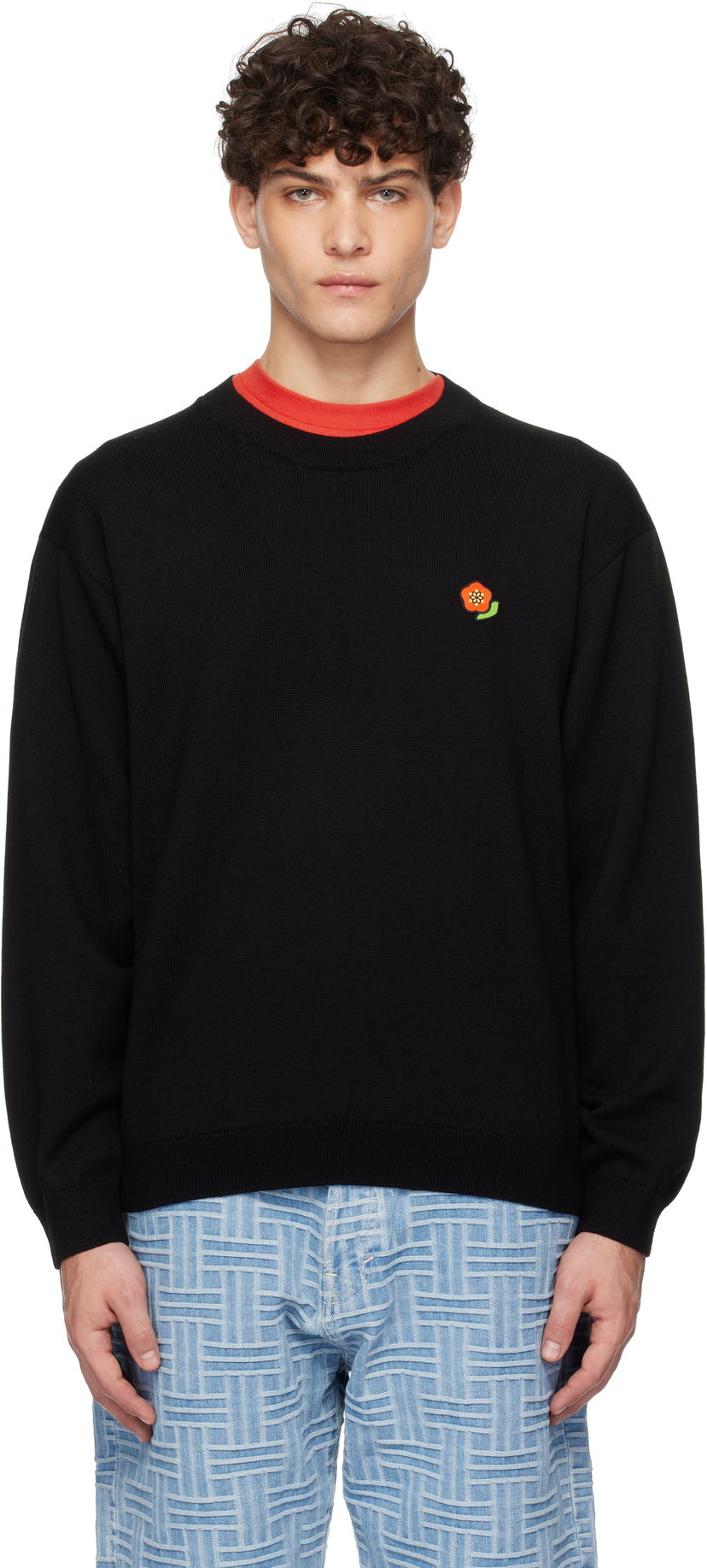 Sweater KENZO Paris Pop Flower Patch Sweatshirt Svart | FF55PU7263LB