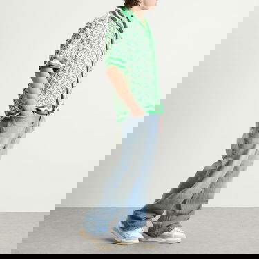 Skjorta Casablanca Casablanca Cuban Collar Short Sleeve Silk Shirt, Size Large Grön | MPF25-SH-003-10, 4