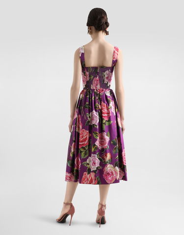 Klä Dolce & Gabbana Dolce & Gabbana Rose Print Cotton Midi Dress Purpur | F6ZT1THS5TDHP5IG, 2