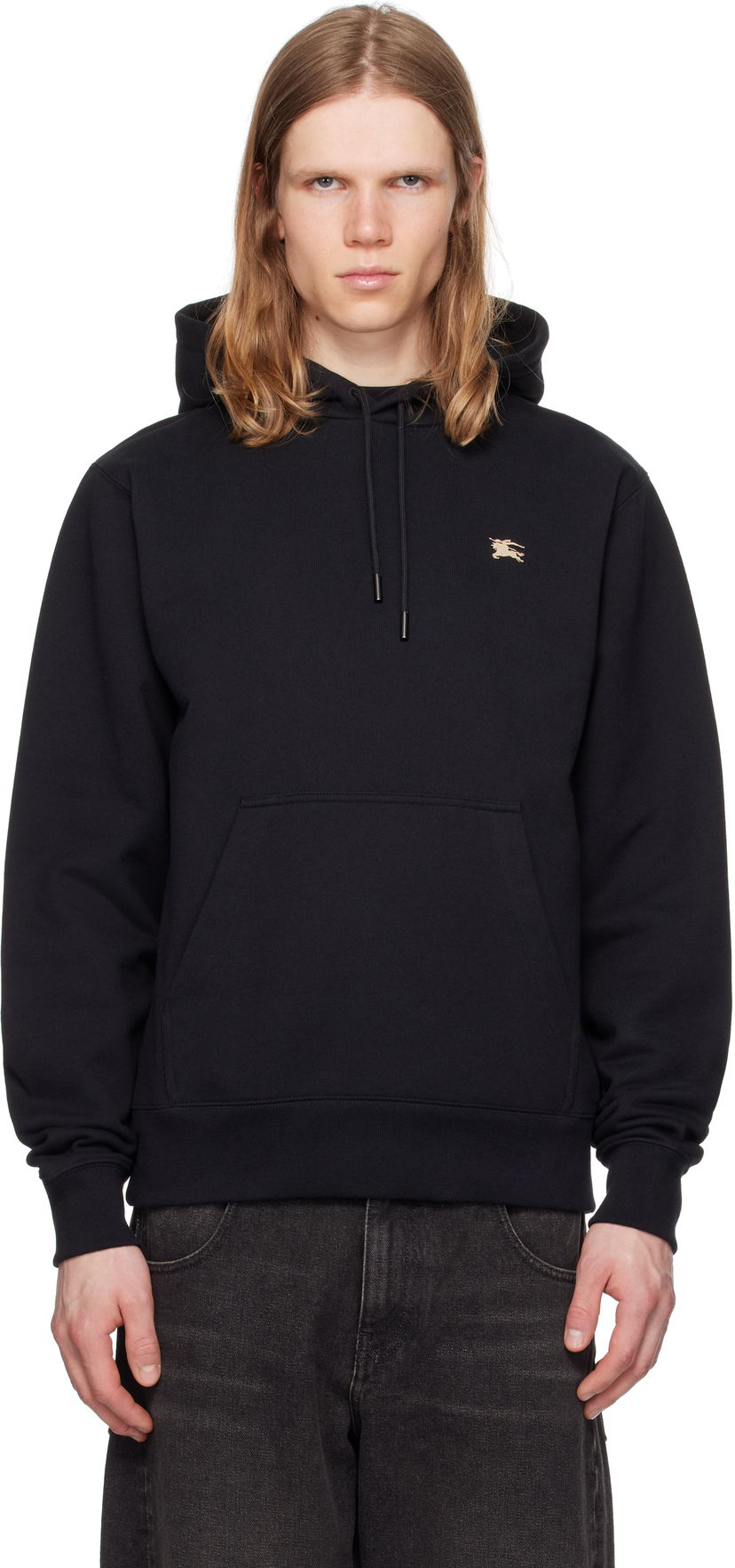 Sweatshirt Burberry Burberry Knight Stamp Cotton Hoodie Svart | 8112807
