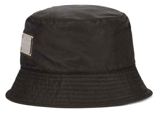 Hatt Dolce & Gabbana Nylon Branded Plate Bucket Hat Black Svart | GH701AFUSNTN0000