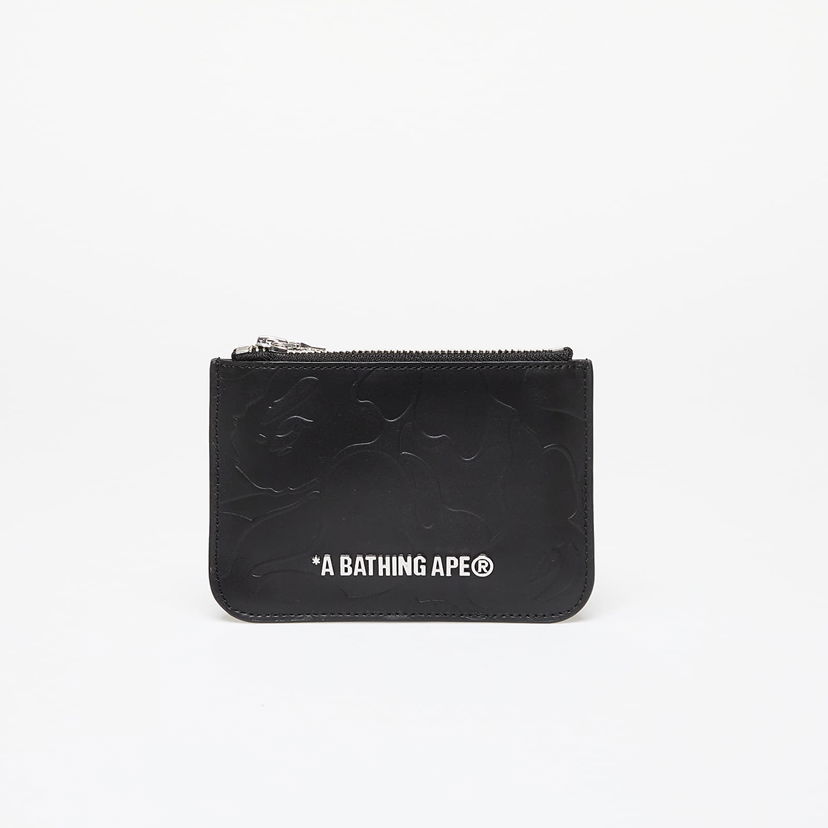 Plånbok BAPE A BATHING APE Solid Camo Leather Pouch Wallet Black Universal Svart | 001SGK201316M BLK