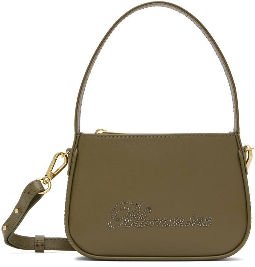 Axelväska Blumarine Rhinestone Logo Shoulder Bag Grön | P4HHW004A