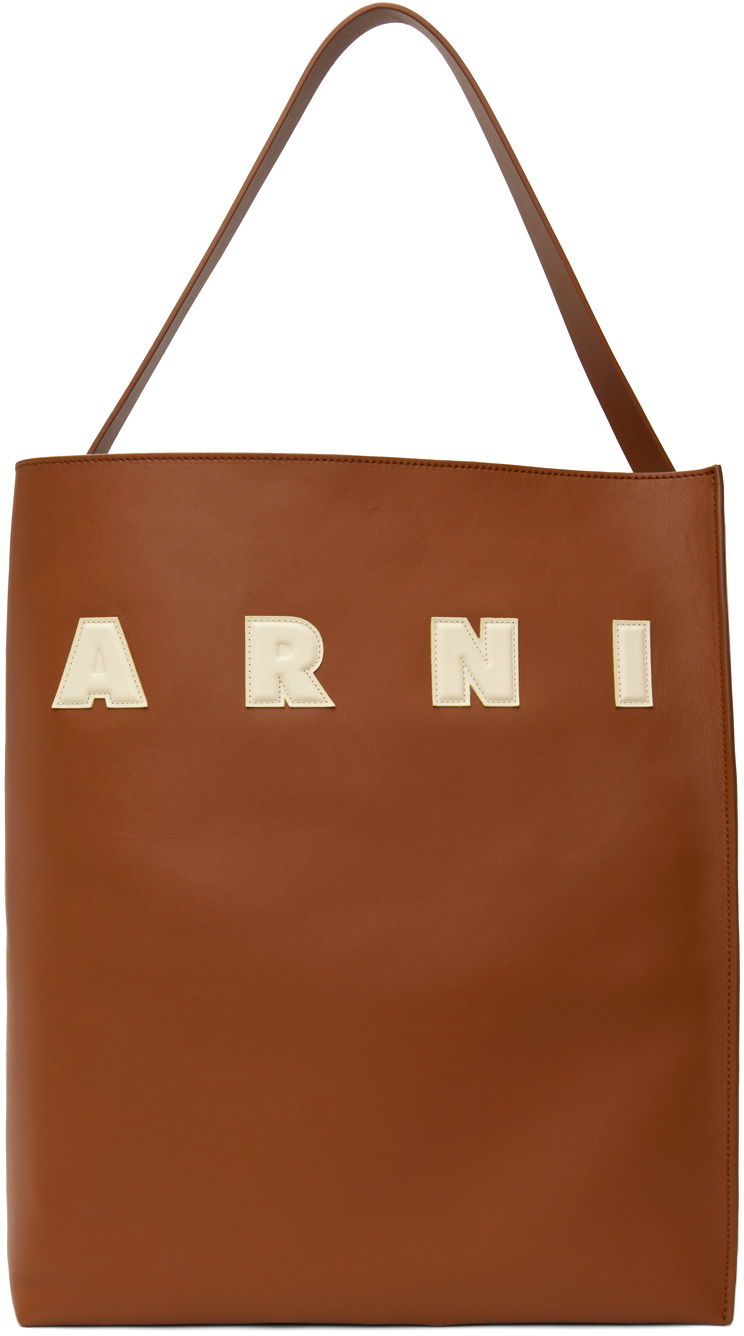 Tygpåse Marni Museo Tote Bag Brun | SHMQ0070U0 P6483