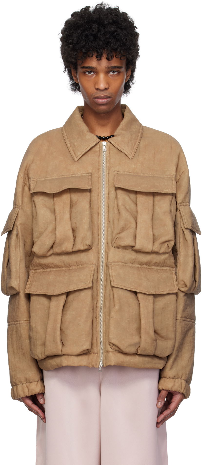 Pufferjacka Dries Van Noten Dries Van Noten Taffeta Multi-Pocket Jacket Brun | 251-020526-1329