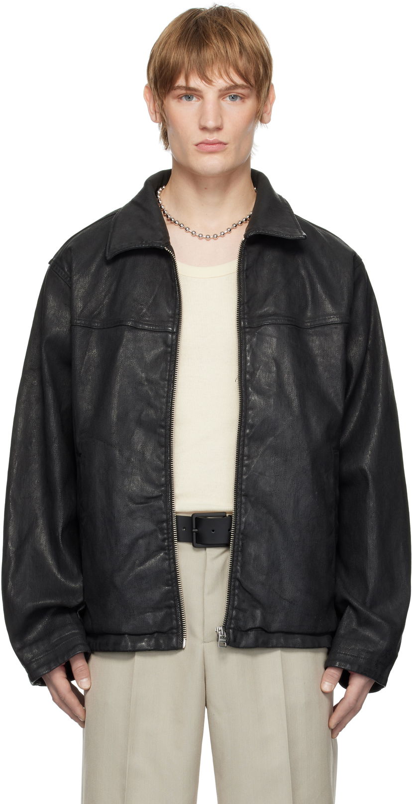 Jacka BOSS Coated Denim Jacket Svart | 50530629