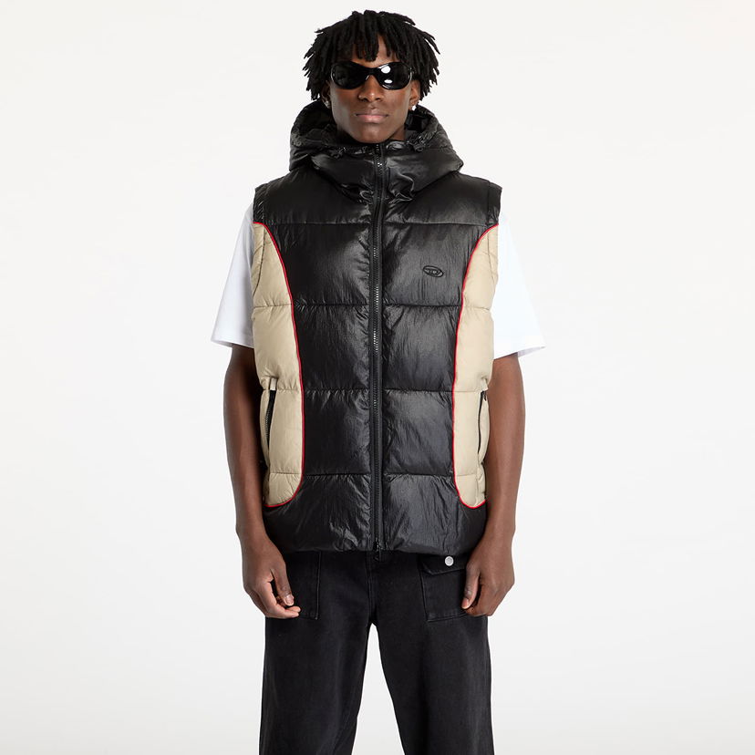 Väst Diesel Diesel W-Ostend-Sl Hooded Puffer Vest Svart | A14406_0DBCH Black
