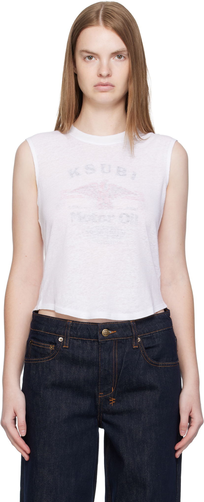 Linne Ksubi Ksubi Motor Oil Moss Cropped Tank Top Vit | WFA25TA003