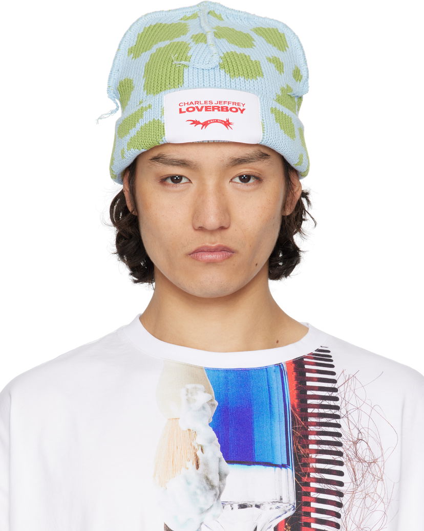 Mössa Charles Jeffrey Loverboy Charles Jeffrey LOVERBOY Knit Beanie with Logo Patch Blå | 54130602