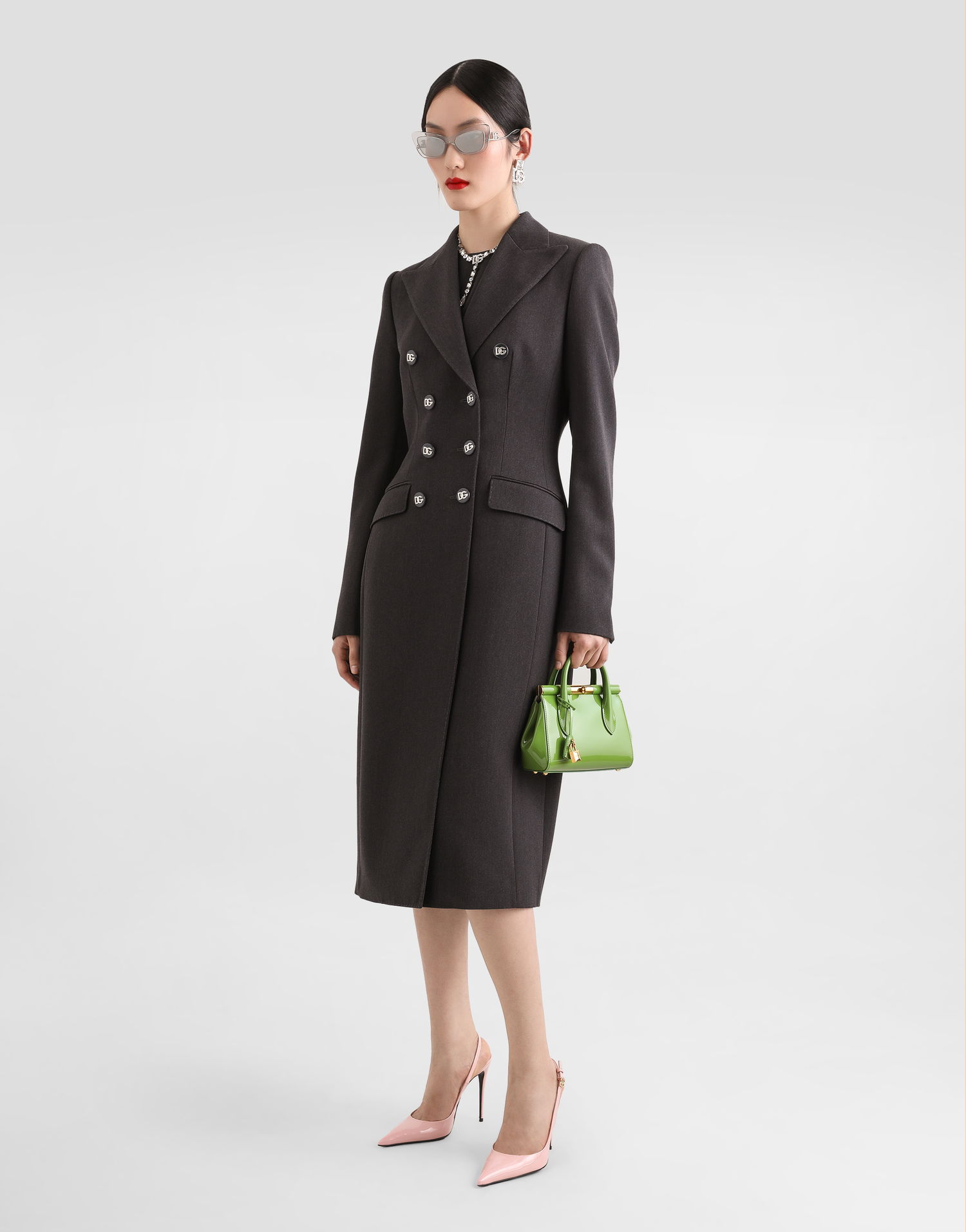 Rockar Dolce & Gabbana Dolce & Gabbana Double-breasted Wool Coat with DG Buttons Grå | F0W2CTFU287S8290, 1