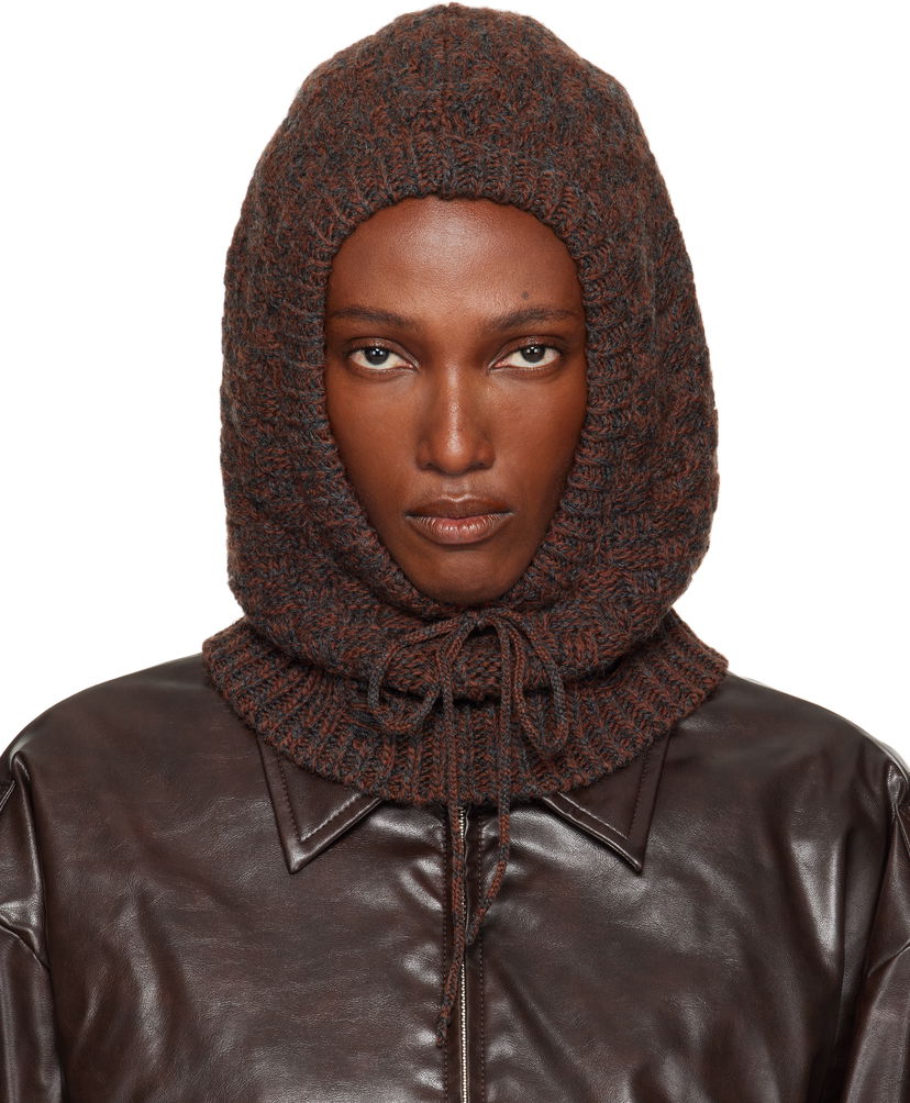 Hatt Maison Margiela MM6 Maison Margiela Wool Blend Knit Hood Brun | SH2TB0005 M13174