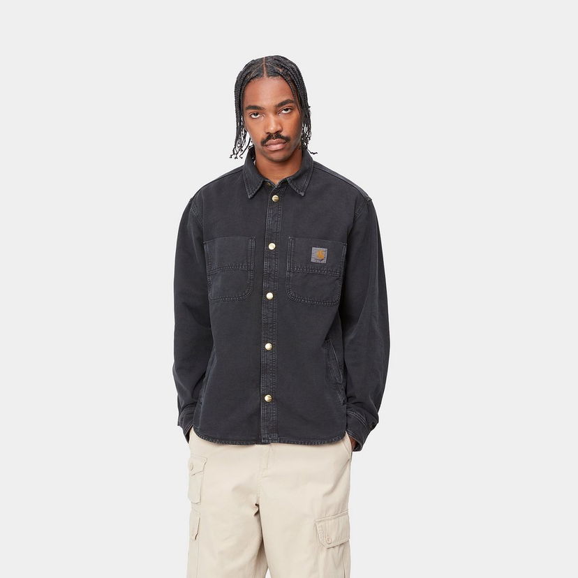 Skjorta Carhartt WIP Black Stone Dyed Shirt Jacket Svart | I033767_42