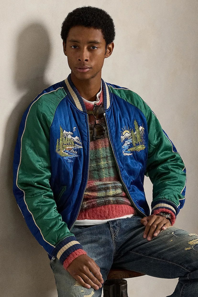 Bomberjacka Polo by Ralph Lauren Bomber Jacket TAKIHYO SATIN.SVNR with Embroidered Scenic Details Flerfärgad | 710977856001