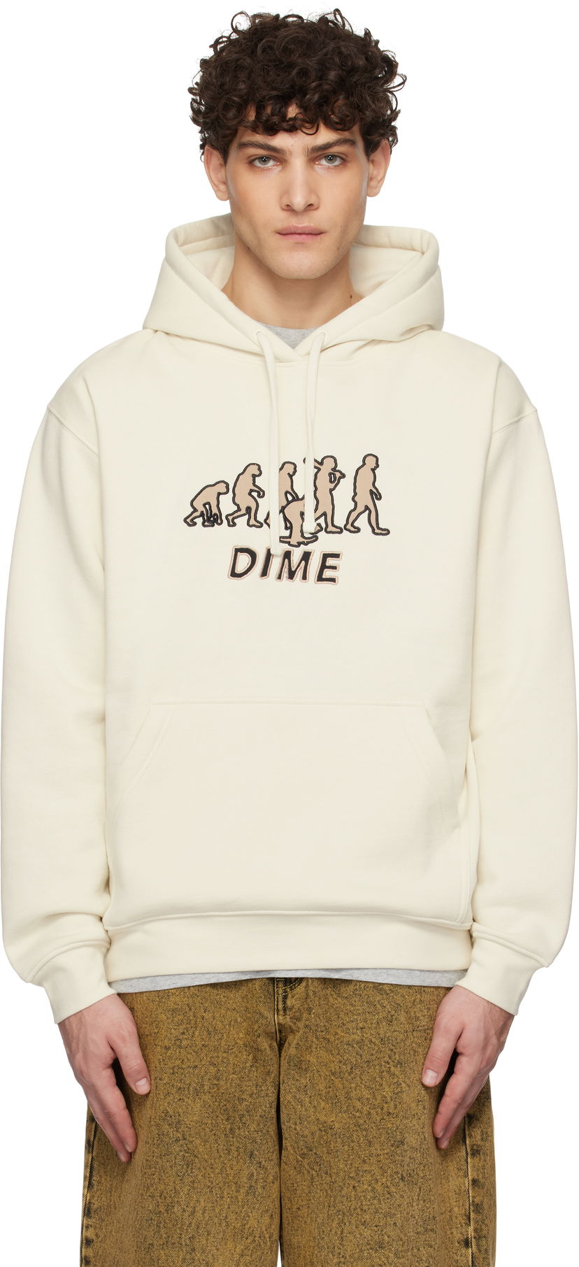 Sweatshirt Dime Evolution Print Hoodie Beige | DIMEHO2447NAT
