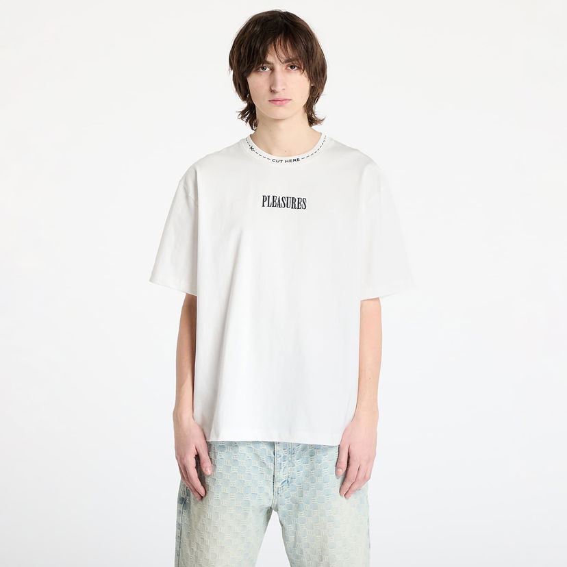 T-shirt Pleasures PLEASURES Cut Here Heavyweight T-Shirt Vit | P25SP027 WHITE