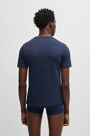 T-shirt BOSS Three-Pack of Cotton Jersey T-Shirts Mörkblå | 50532811, 1