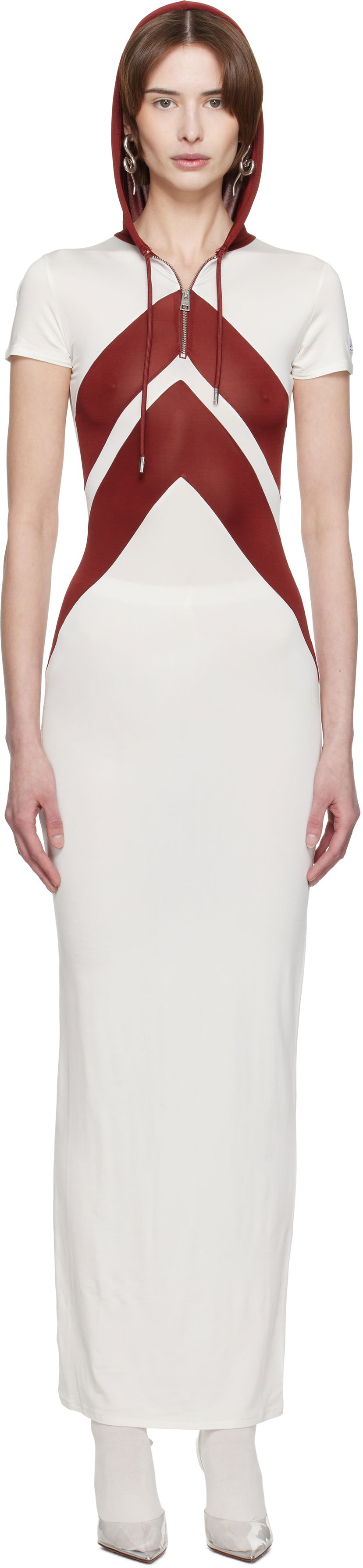 Klä Jean Paul Gaultier Jean Paul Gaultier 'The Chevrons' Maxi Dress Vit | 25/33-F-RO346P-J084-0128
