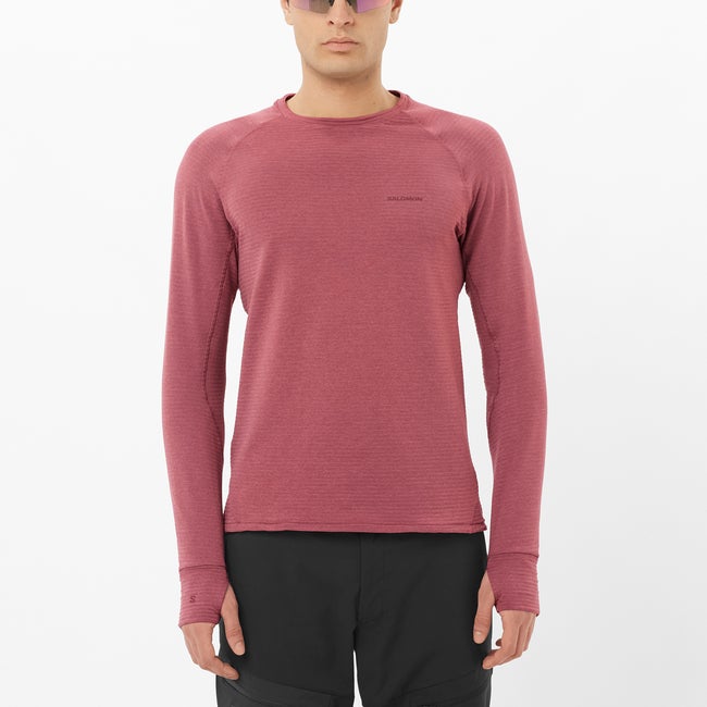 T-shirt Salomon Essential Lightwarm Long Sleeve Top with Thumbholes Bourgogne | LC2604100, 0