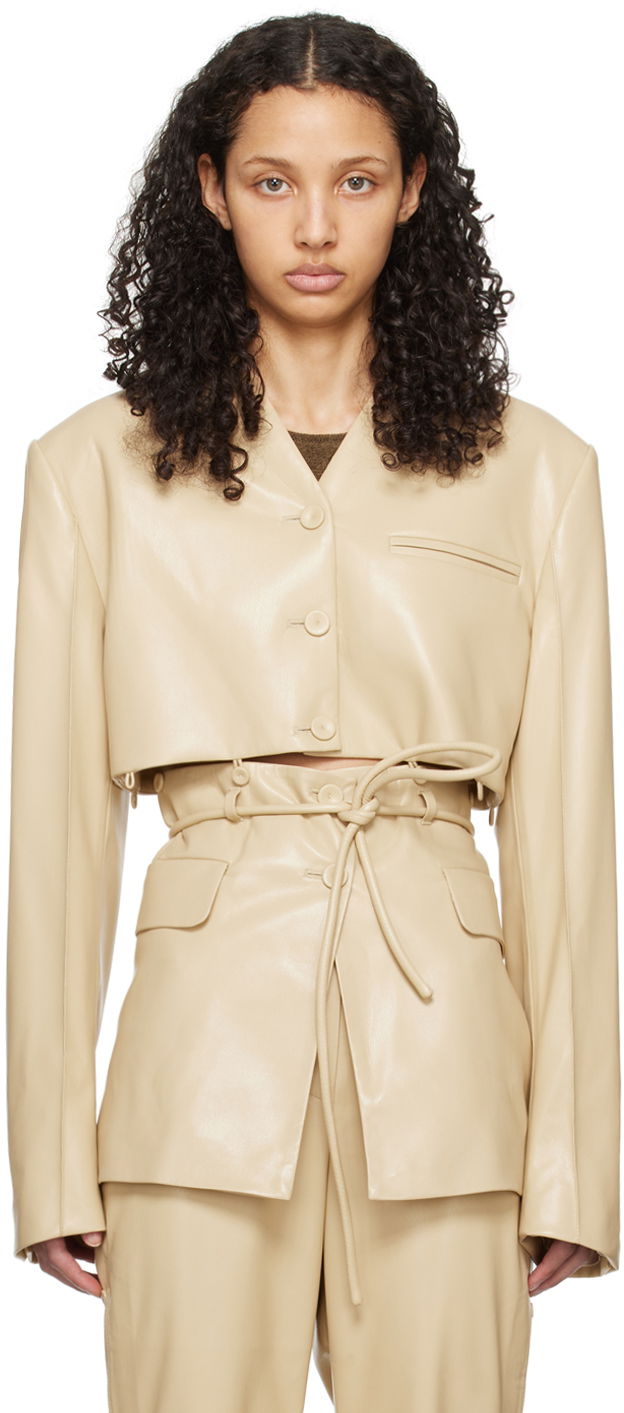 Rockar Nanushka Maida Vegan Leather Blazer Beige | NW24RSJK00872, 0