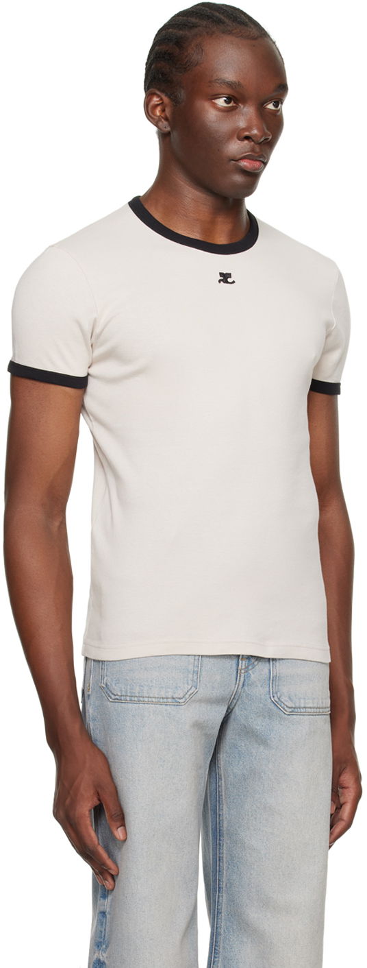 T-shirt Courrèges Contrast Trim T-Shirt Beige | 123JTS020JS0070, 1