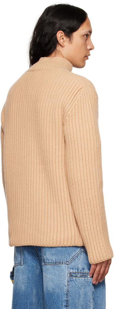 Sweater We11done We11done Stand Collar Knit Cardigan Beige | WD-KC3-22-612-U-BG, 2