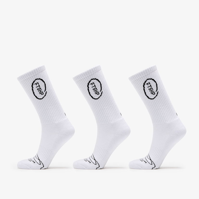 Strumpor Footshop High Crew Socks 3-Pack White Vit | FTSHP_367