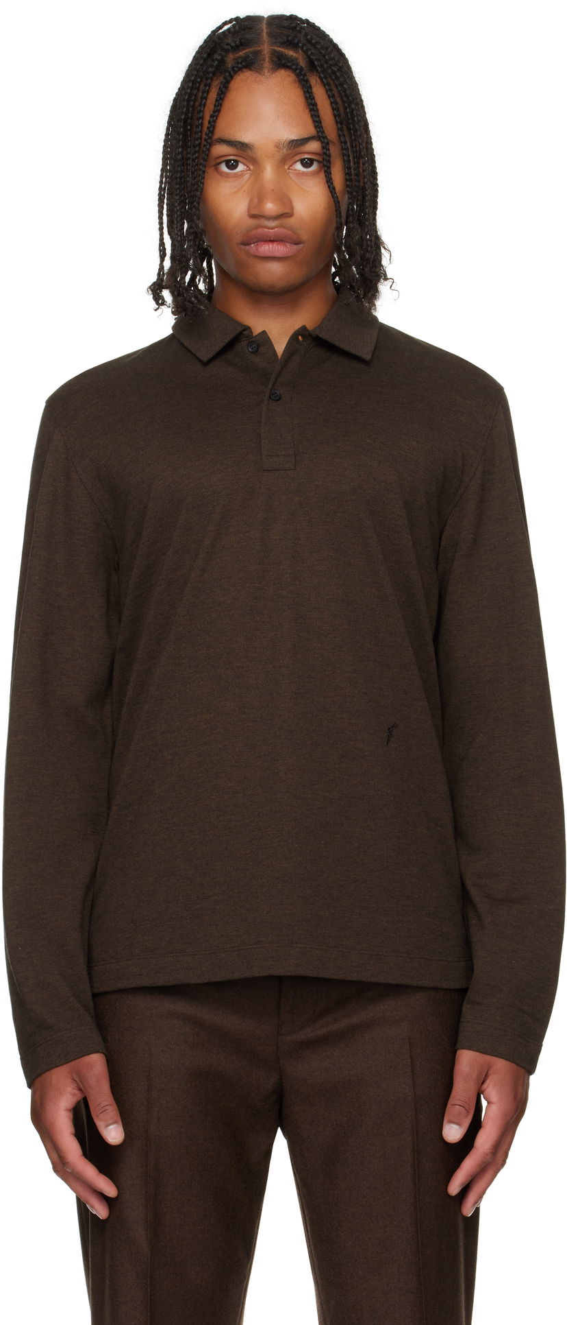 Polotröja FERRAGAMO Ferragamo Long Sleeve Polo Brun | 786359