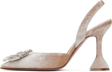 Sneakers och skor Amina Muaddi Sling Back Velvet Pumps With Embellishment Beige | BEGUM SLING VELVET, 2