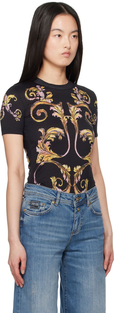T-shirt Versace Versace Jeans Couture Outline Barocco T-Shirt Vit | E78HAH6P8_EJS472, 4