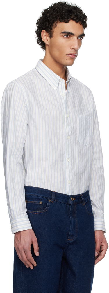 Skjorta A.P.C. A.P.C. Edouard Brodée Striped Button-Down Shirt Vit | COHFZ-H12509, 1