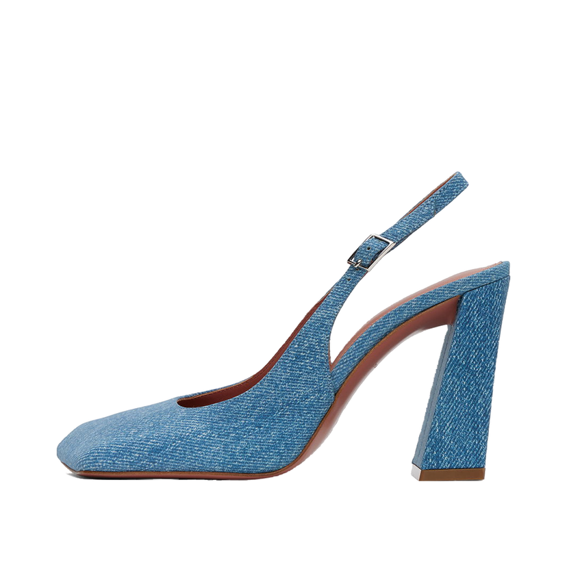 Sneakers och skor Amina Muaddi Sling Suede Heels Blå | CHARLOTTE SLING BLOCK PRINTED