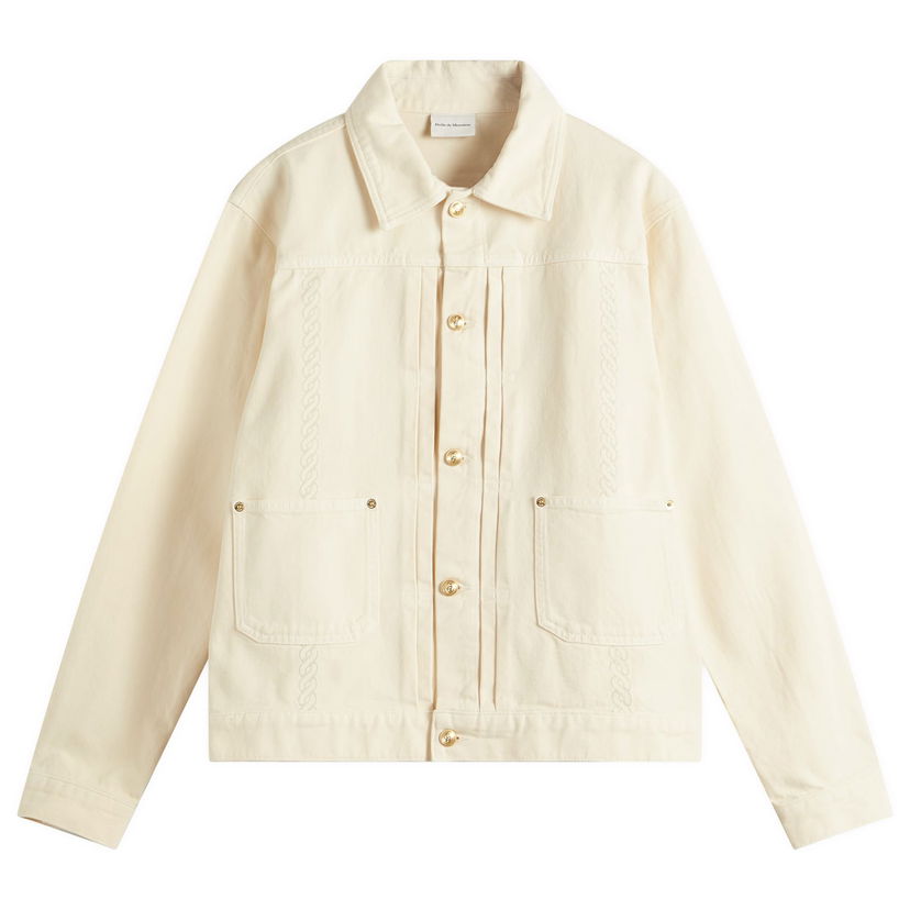 Jacka Drôle de Monsieur Embroidered Denim Jacket Beige | G-JT172-CO188-OW