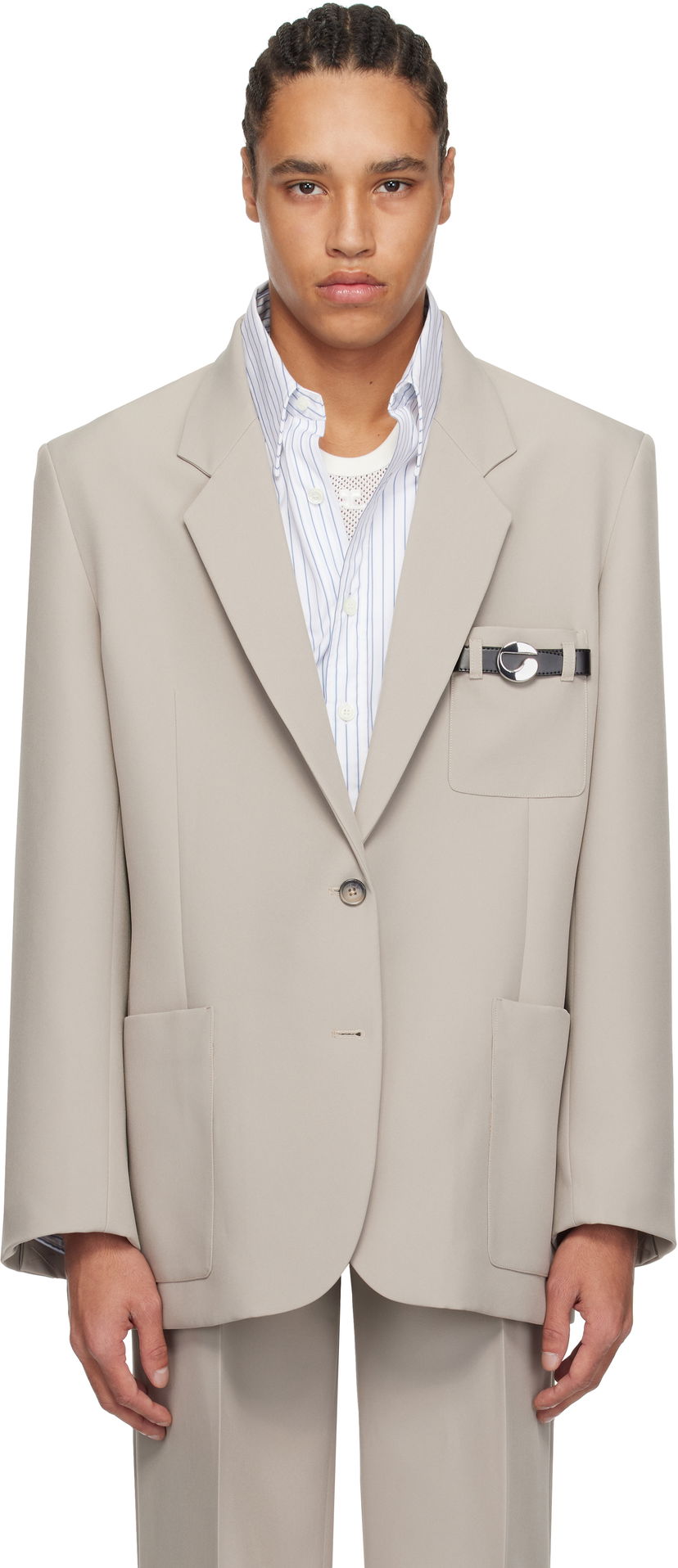 Jacka Coperni Coperni Tailored Blazer with Belted Pocket Beige | COPV69F3004MEN