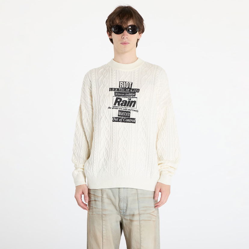 Sweater Wasted Paris Rain Cable Knit Sweater Off-White Vit | WP_000159