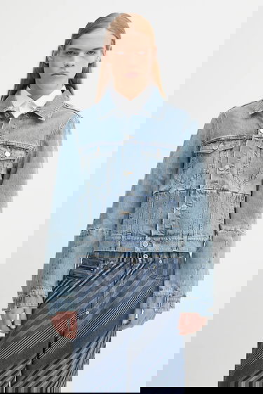 Jacka VETEMENTS VETEMENTS Cut-Up Fitted Denim Jacket Blå | UH76DJ660LB3, 0