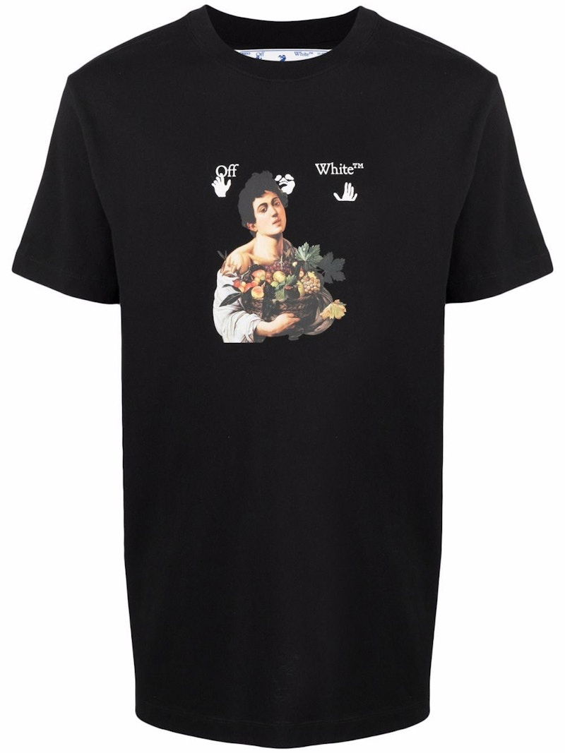 T-shirt Off-White Caravaggio Boy T-shirt Black/White Svart | OMAA027S21JER011