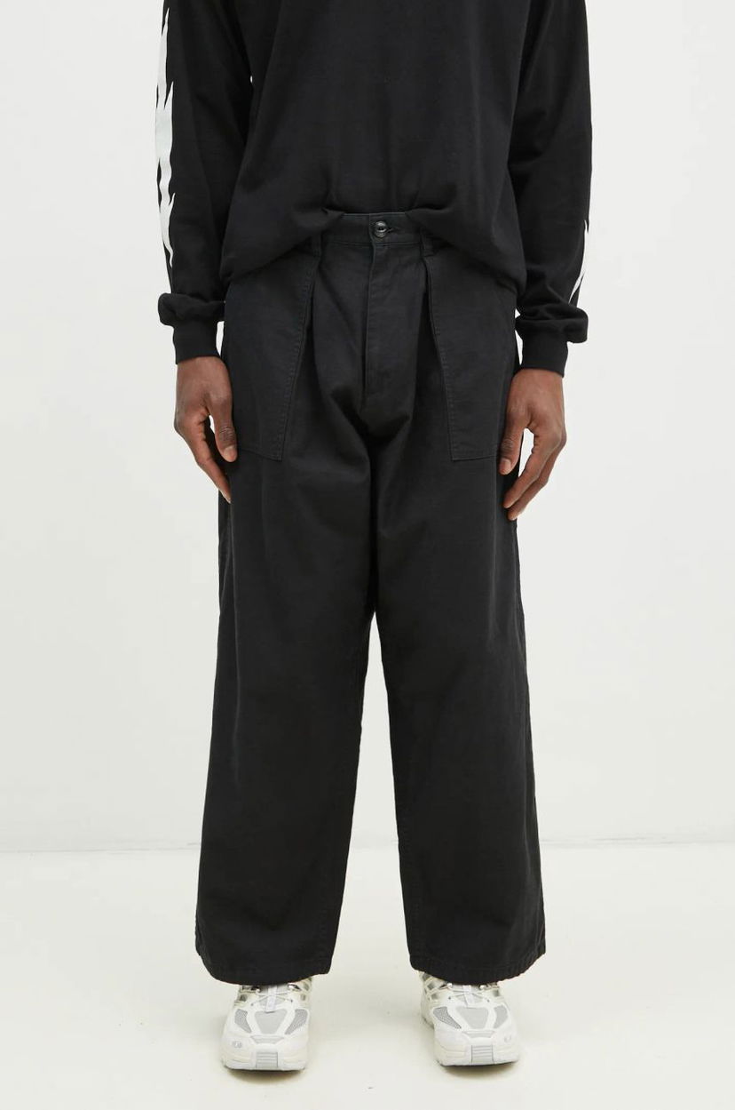 Cargo byxor Neighborhood NEIGHBORHOOD Cotton Pleated Trousers Svart | 242AQNH.PTM02