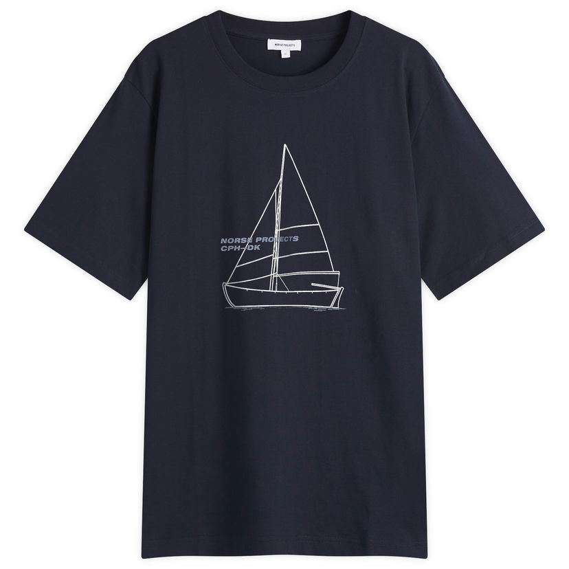 T-shirt NORSE PROJECTS Norse Projects Holger Boat Print T-Shirt, Size Large Mörkblå | N01-0677-7004