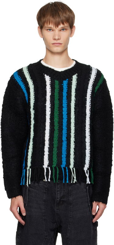 Sweater Andersson Bell Andersson Bell Reverse Stripe Fringe Sweater Svart | atb1350u, 0